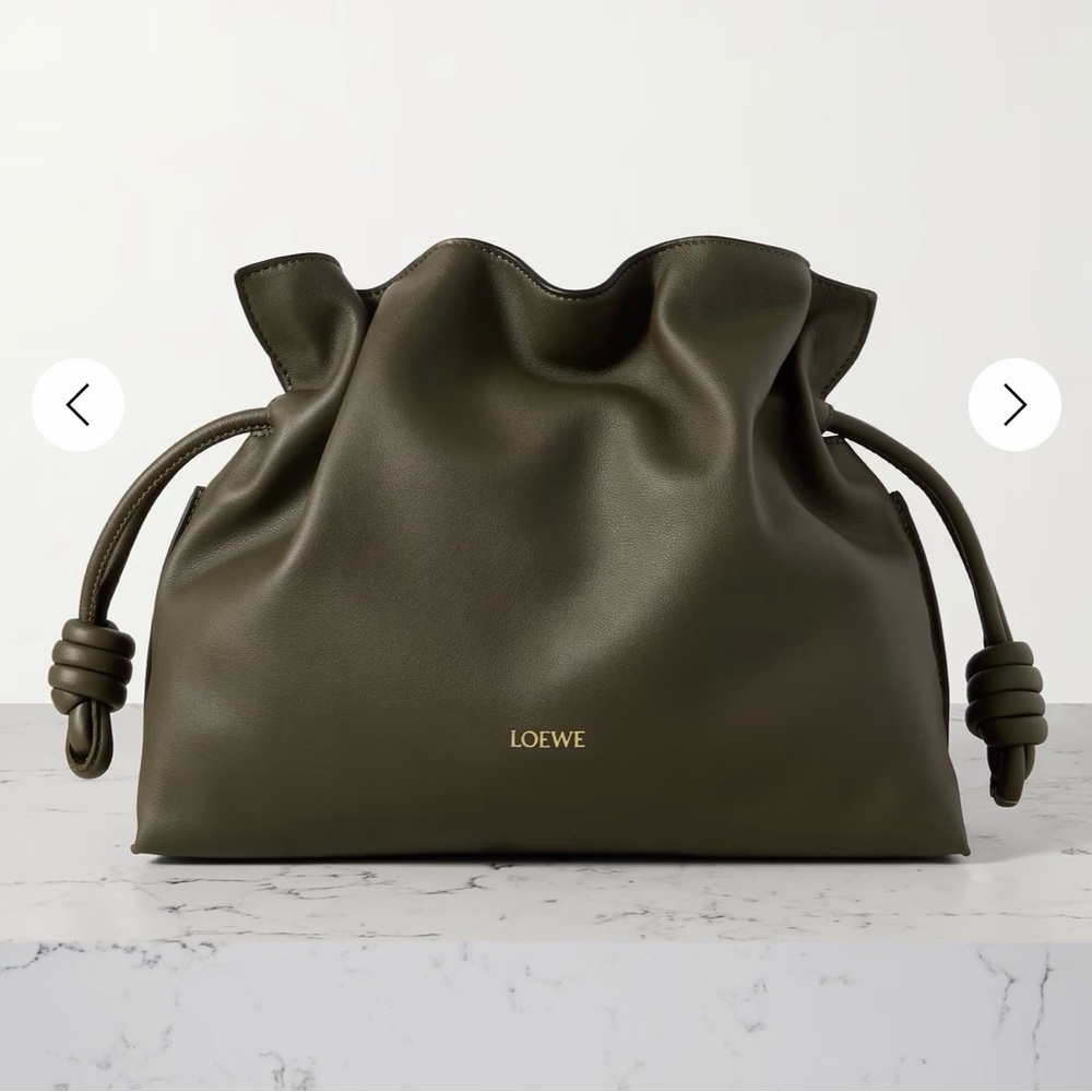 Loewe Flamenco leather clutch dark green
